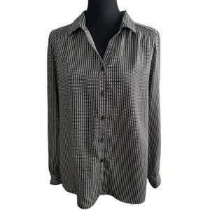 Gerard Darel Paris Long Sleeve Black Blouse With Tan Hearts, Size 8, Cottagecore